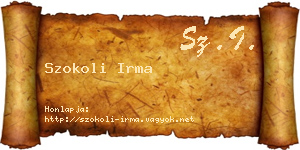 Szokoli Irma névjegykártya