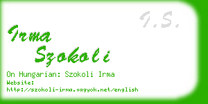 irma szokoli business card